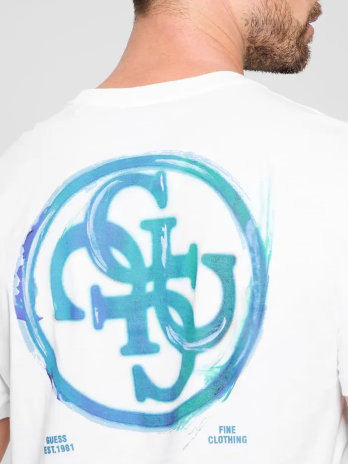 GUESS T Shirts and Tanks Eco Printed Quattro G Tee White 8211 Men