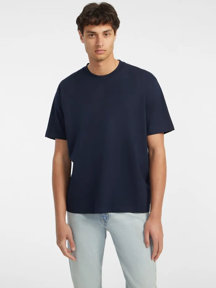 GUESS T Shirts and Tanks Embroidered Logo Tee Blue 8211 Men