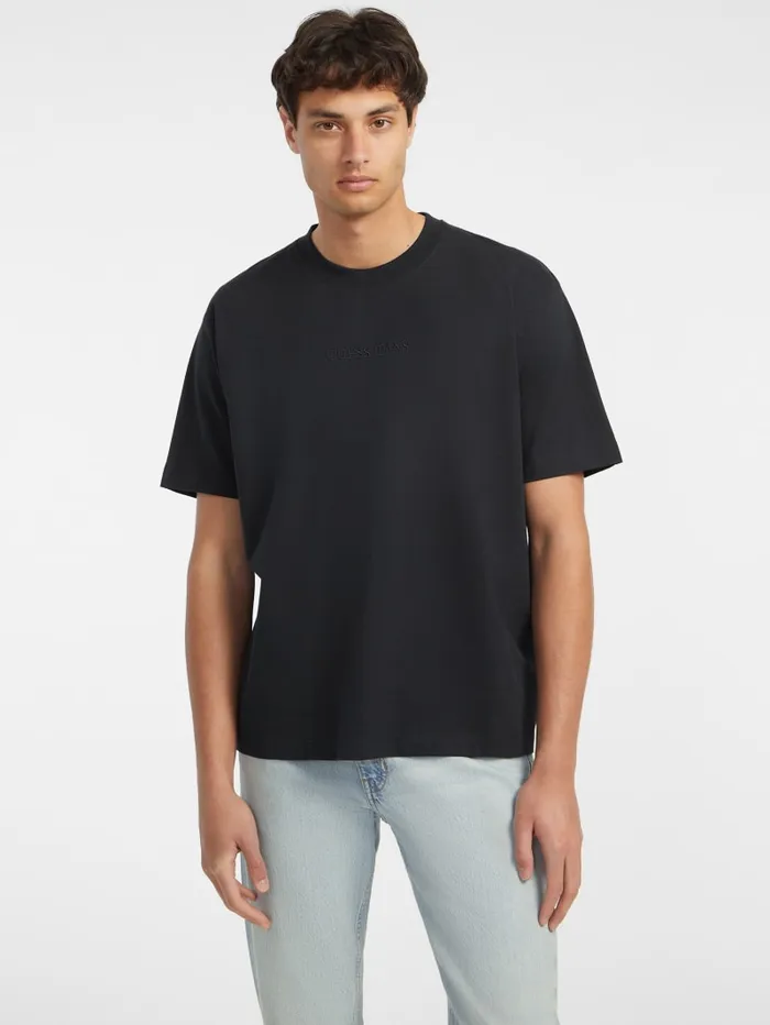 GUESS T Shirts and Tanks Embroidered Logo Tee Blue 8211 Men