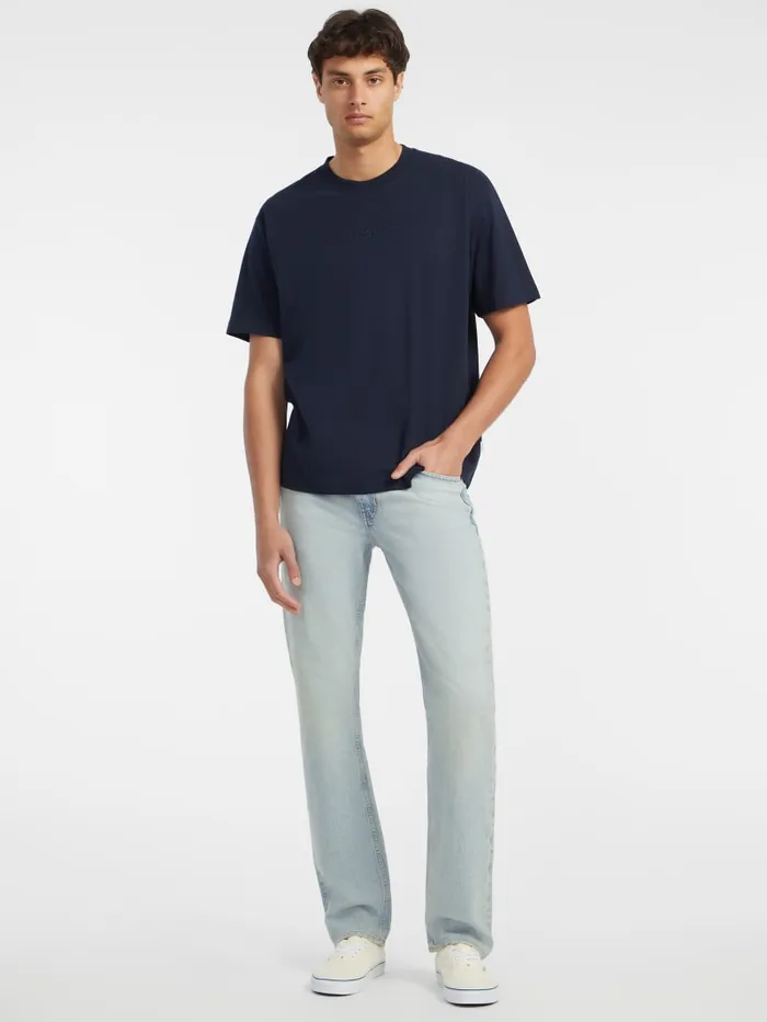 GUESS T Shirts and Tanks Embroidered Logo Tee Blue 8211 Men