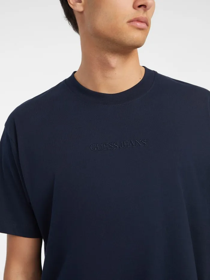 GUESS T Shirts and Tanks Embroidered Logo Tee Blue 8211 Men