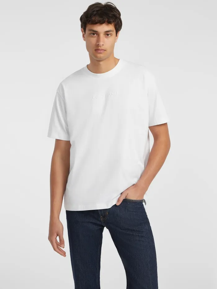 GUESS T Shirts and Tanks Embroidered Logo Tee Blue 8211 Men