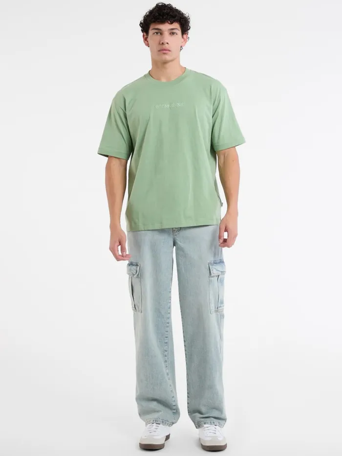 GUESS T Shirts and Tanks Embroidered Logo Tee Blue 8211 Men