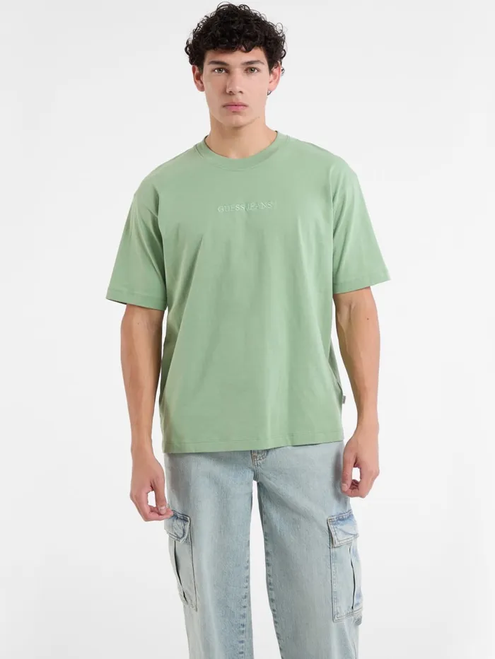 GUESS T Shirts and Tanks Embroidered Logo Tee Blue 8211 Men