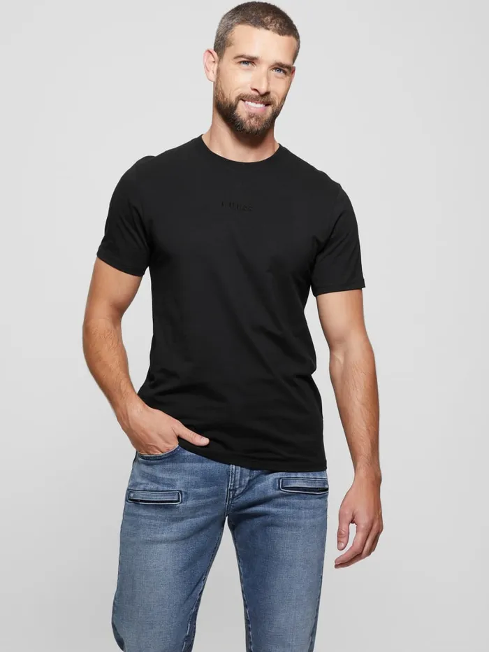 GUESS T Shirts and Tanks Embroidered Signature Tee Green 8211 Men
