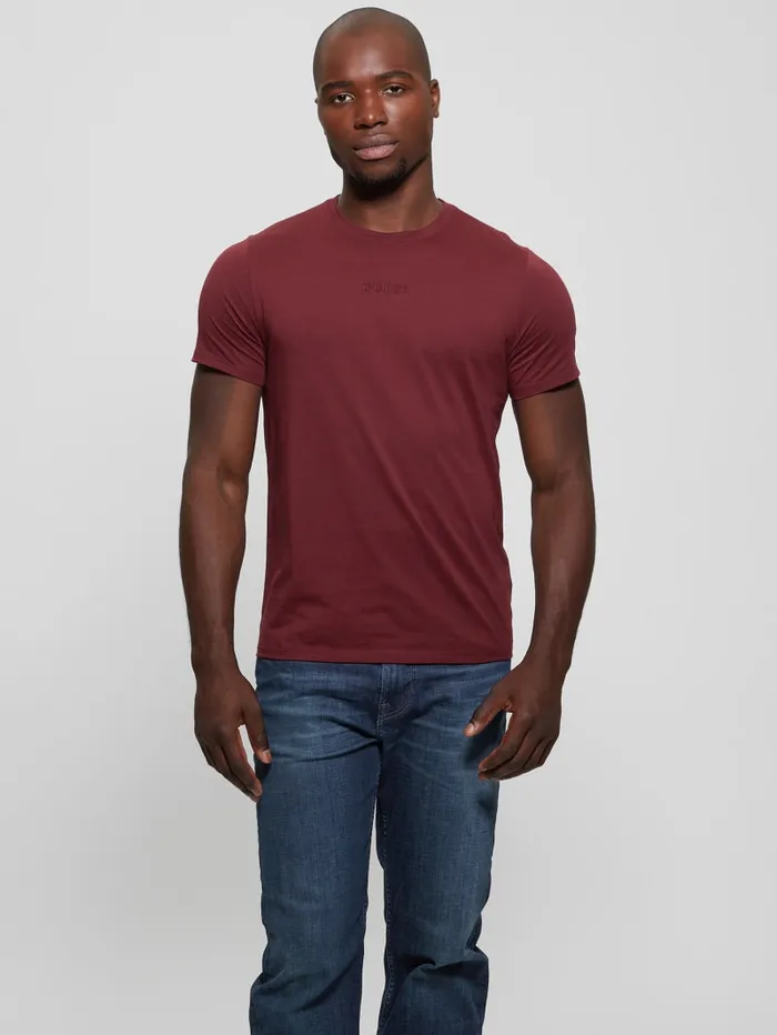 GUESS T Shirts and Tanks Embroidered Signature Tee Red 8211 Men
