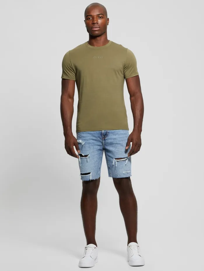 GUESS T Shirts and Tanks Embroidered Signature Tee Red 8211 Men