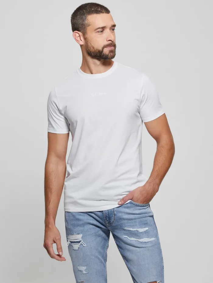 GUESS T Shirts and Tanks Embroidered Signature Tee Red 8211 Men