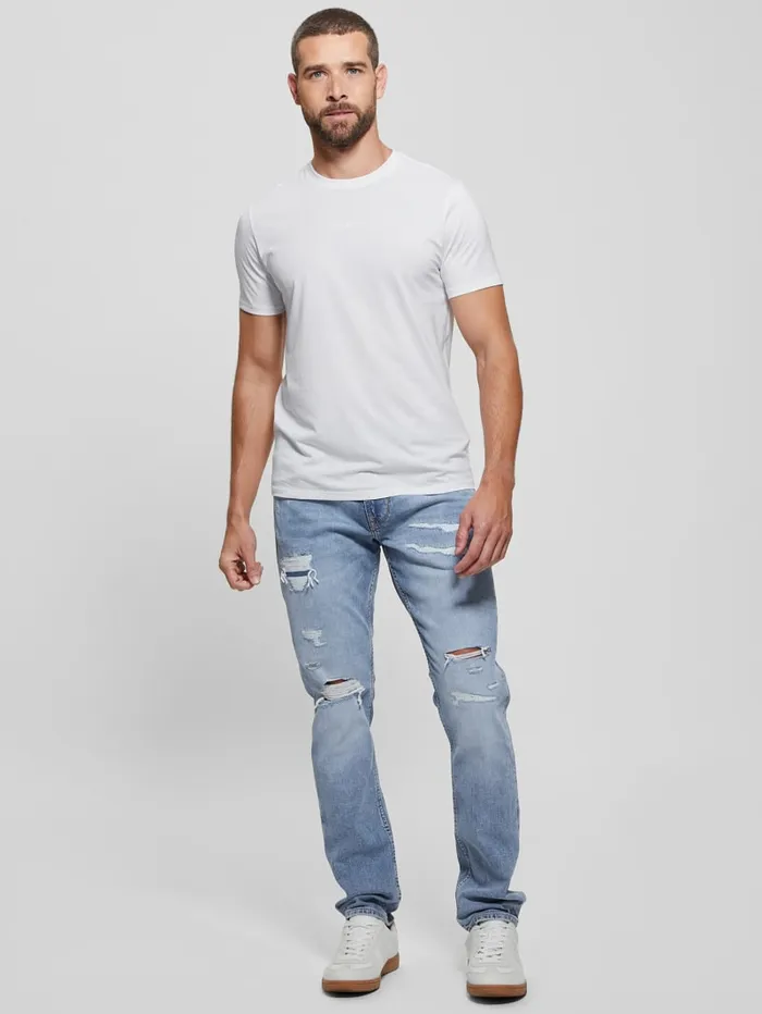 GUESS T Shirts and Tanks Embroidered Signature Tee Red 8211 Men