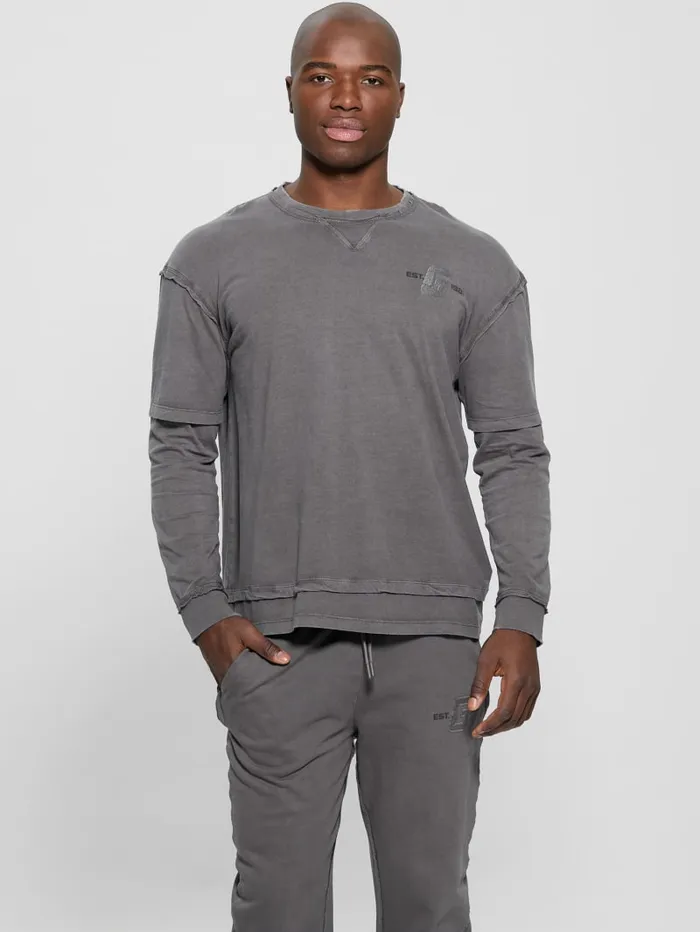 GUESS T Shirts and Tanks Gondour Layered Patch Tee Grey 8211 Men