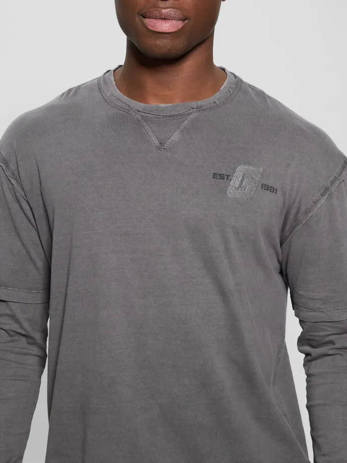 GUESS T Shirts and Tanks Gondour Layered Patch Tee Grey 8211 Men