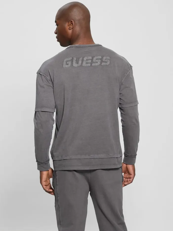 GUESS T Shirts and Tanks Gondour Layered Patch Tee Grey 8211 Men