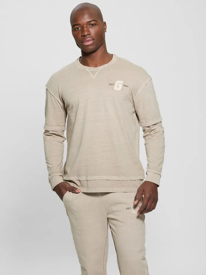 GUESS T Shirts and Tanks Gondour Layered Patch Tee Grey 8211 Men