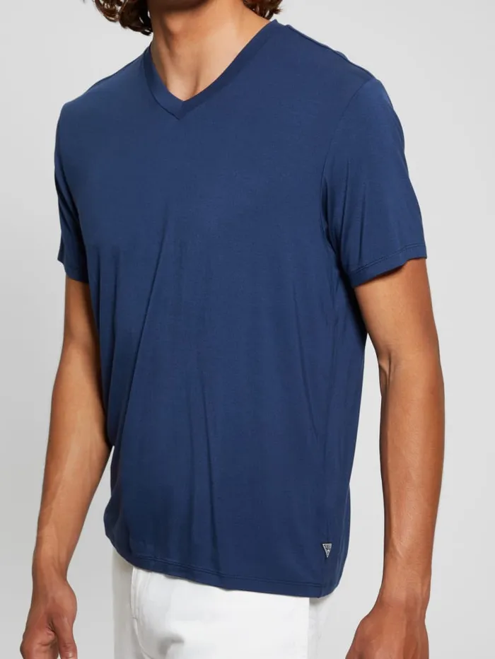 GUESS T Shirts and Tanks Heavy Jersey VNeck Tee Blue 8211 Men