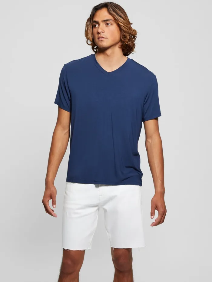 GUESS T Shirts and Tanks Heavy Jersey VNeck Tee Blue 8211 Men