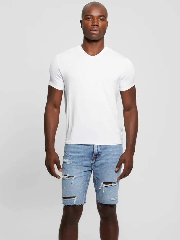 GUESS T Shirts and Tanks Heavy Jersey VNeck Tee Blue 8211 Men