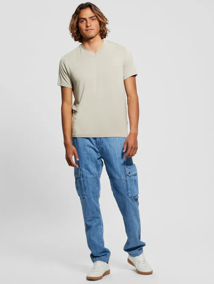 GUESS T Shirts and Tanks Heavy Jersey VNeck Tee Blue 8211 Men