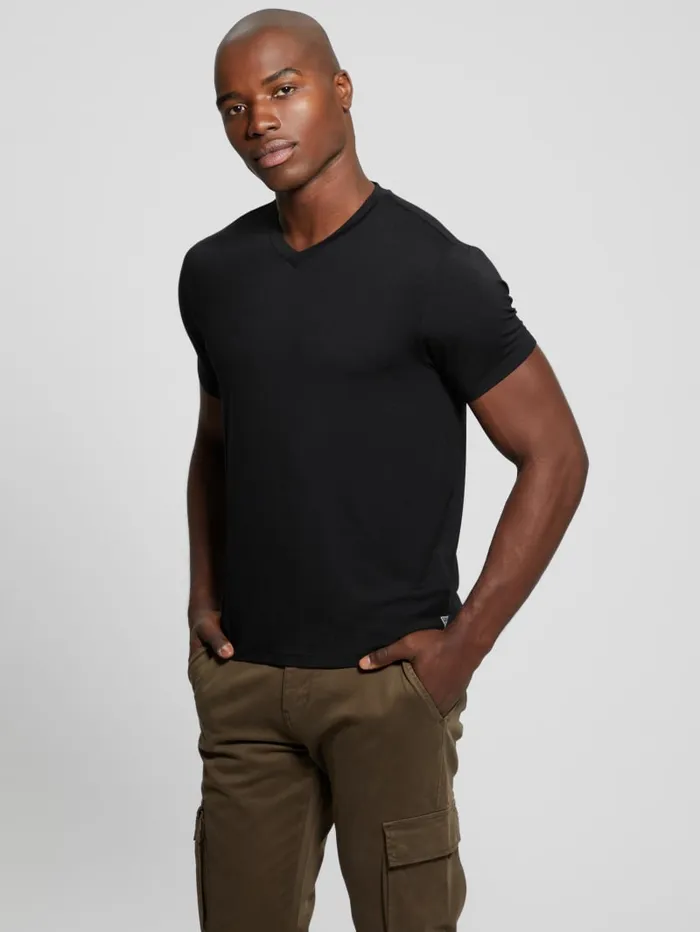 GUESS T Shirts and Tanks Heavy Jersey VNeck Tee Blue 8211 Men