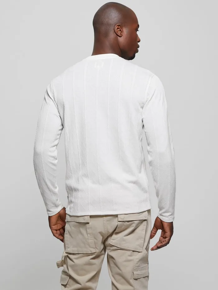 GUESS T Shirts and Tanks Textured Knit LongSleeve Top Grey 8211 Men