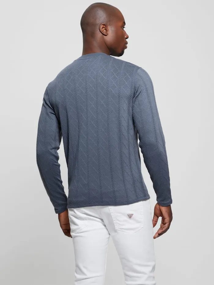 GUESS T Shirts and Tanks Textured Knit LongSleeve Top Grey 8211 Men