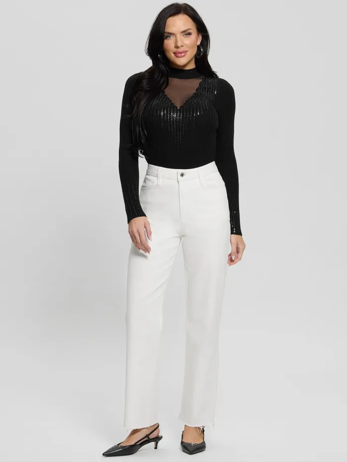 GUESS Tops Alice Rhinestone Sweater Top Black 8211 Women