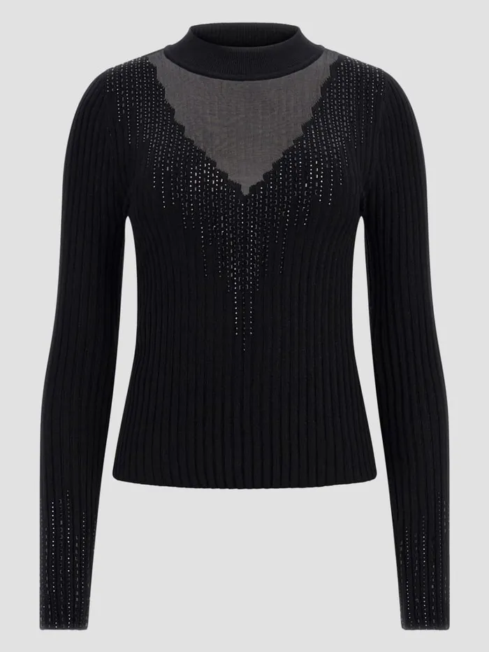 GUESS Tops Alice Rhinestone Sweater Top Black 8211 Women