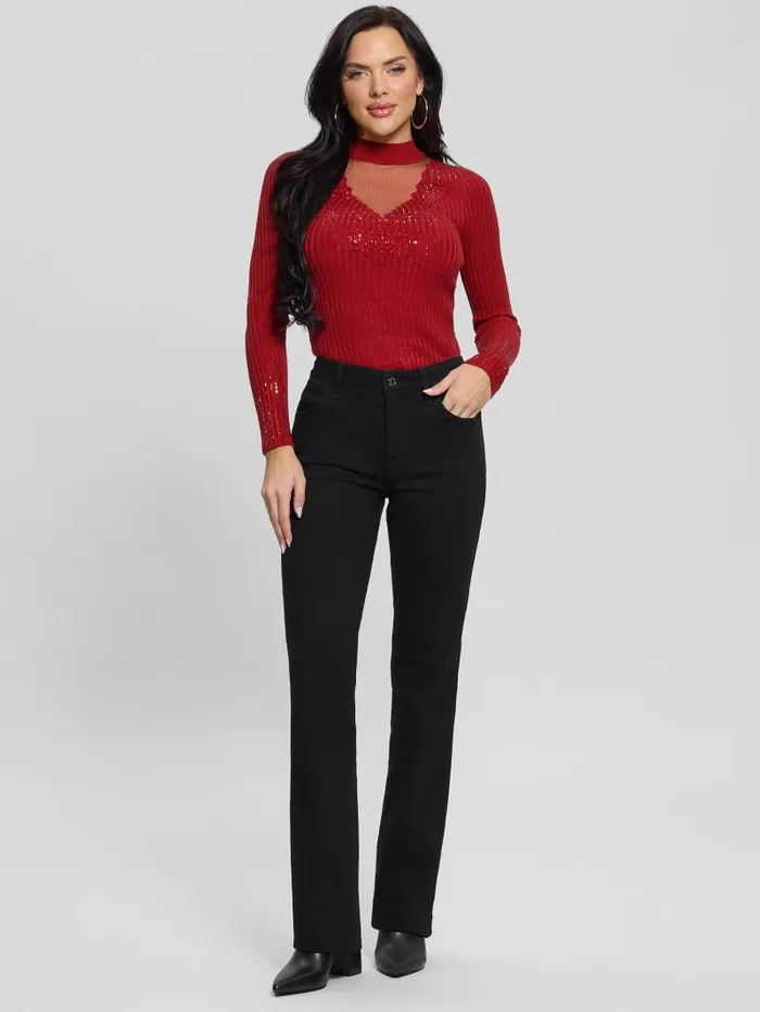 GUESS Tops Alice Rhinestone Sweater Top Black 8211 Women
