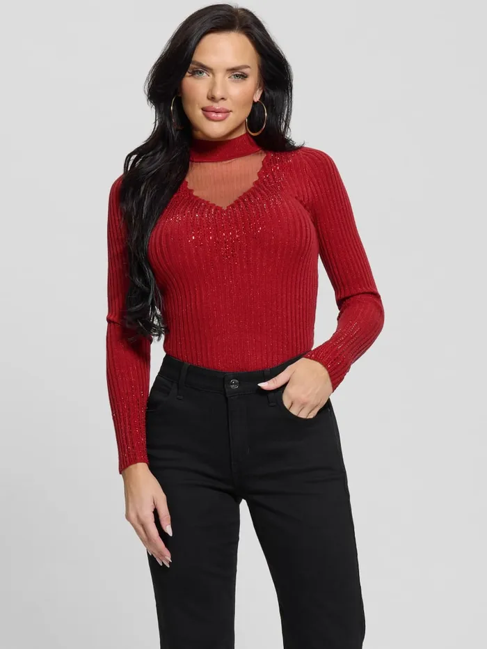 GUESS Tops Alice Rhinestone Sweater Top Black 8211 Women