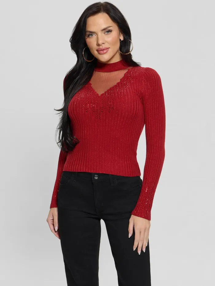 GUESS Tops Alice Rhinestone Sweater Top Black 8211 Women