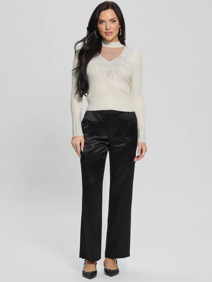 GUESS Tops Alice Rhinestone Sweater Top Black 8211 Women
