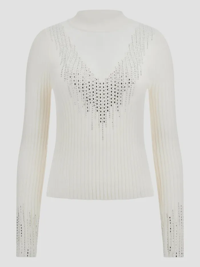 GUESS Tops Alice Rhinestone Sweater Top Black 8211 Women