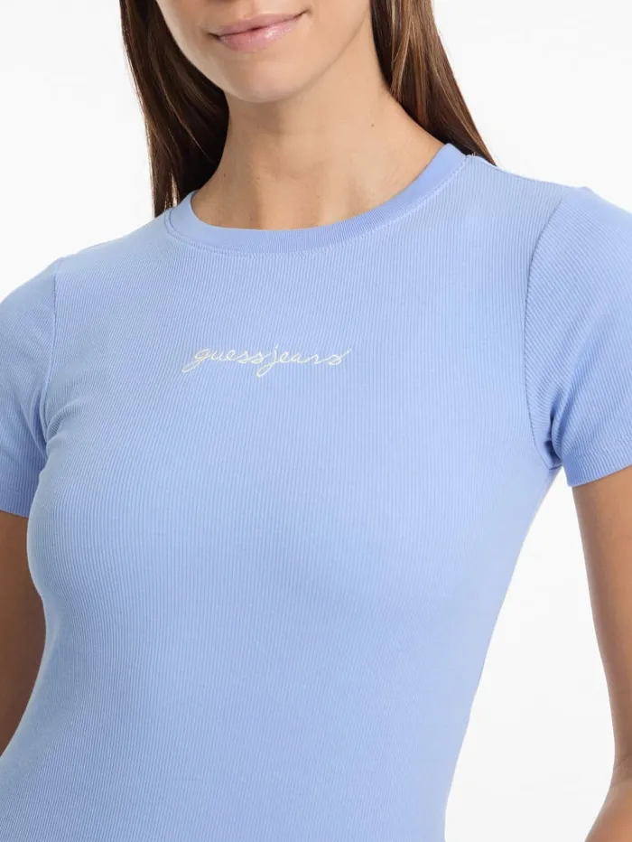 GUESS Tops and Tees Eco Crewneck Logo Tee Beige 8211 Women