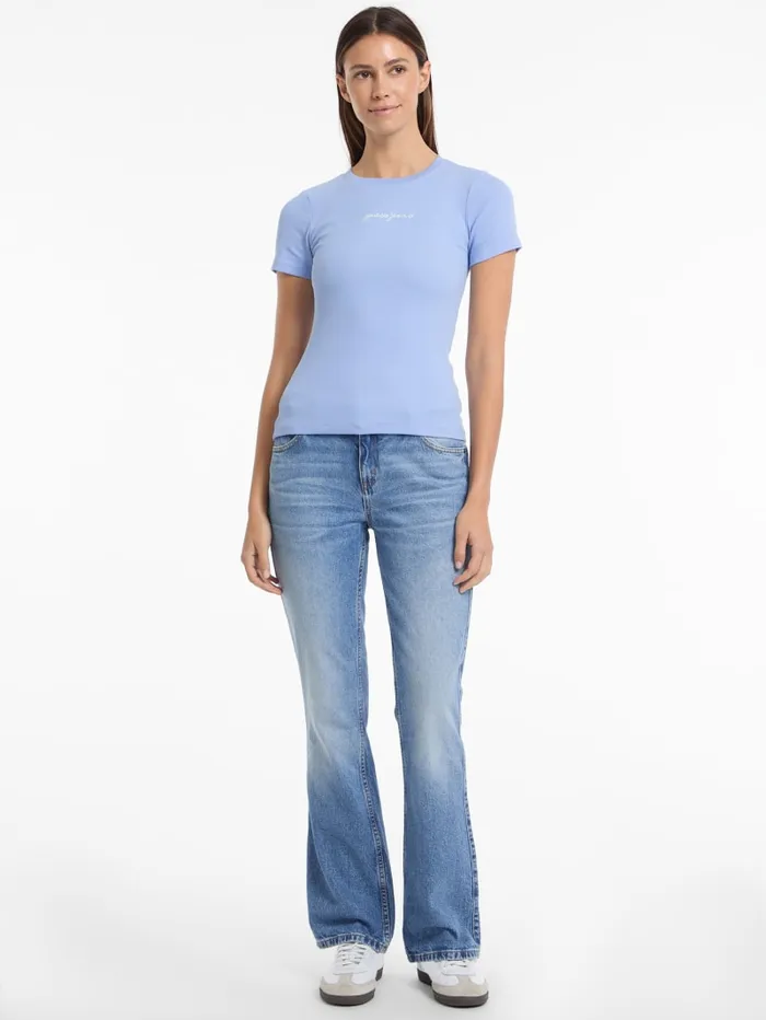 GUESS Tops and Tees Eco Crewneck Logo Tee Beige 8211 Women