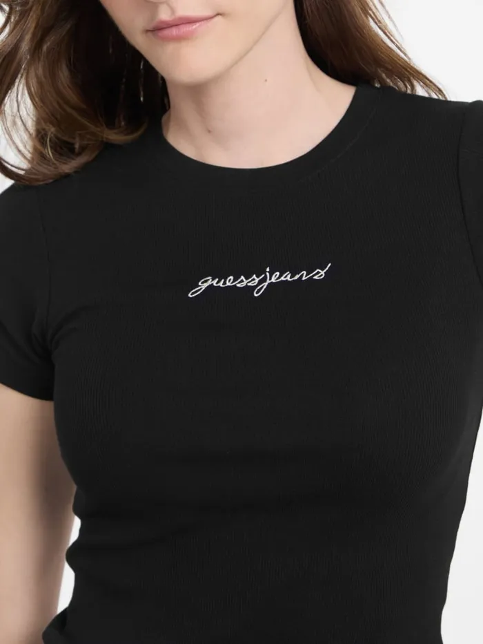 GUESS Tops and Tees Eco Crewneck Logo Tee Beige 8211 Women