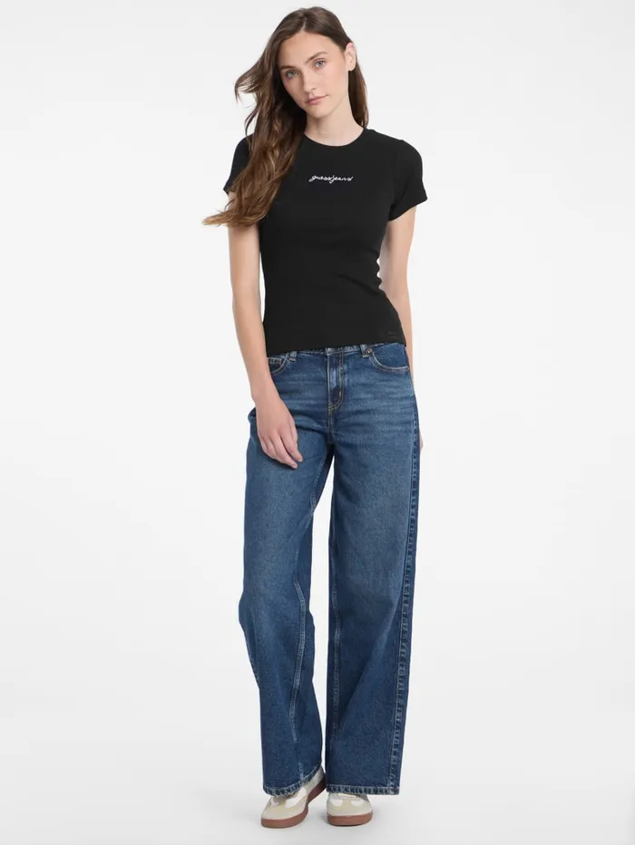 GUESS Tops and Tees Eco Crewneck Logo Tee Beige 8211 Women
