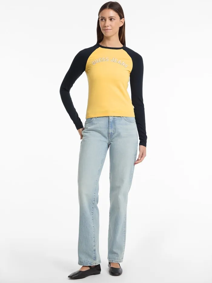 GUESS Tops and Tees Eco Crewneck Raglan Tee Gray 8211 Women