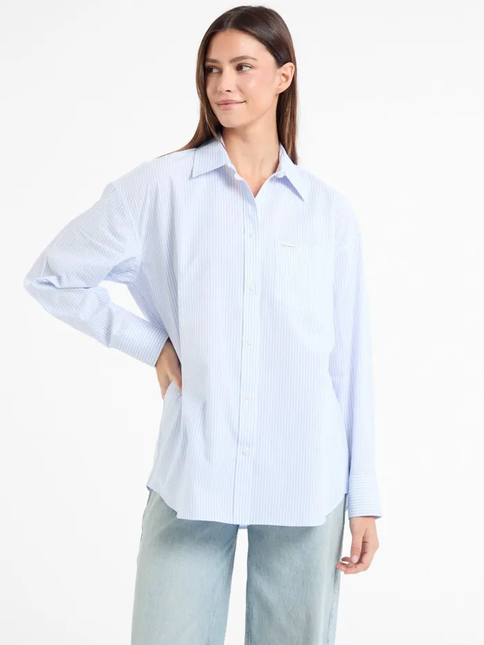GUESS Tops and Tees Eco Striped ColorBlock Shirt Blue 8211 Women