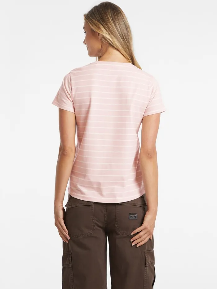 GUESS Tops Classic Embroidered Logo Striped Tee Pink 8211 Women