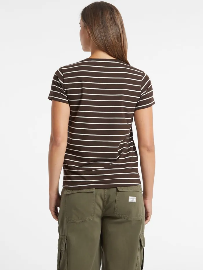 GUESS Tops Classic Embroidered Logo Striped Tee Pink 8211 Women