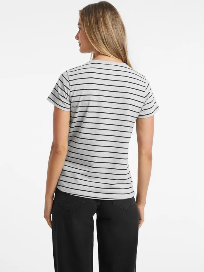 GUESS Tops Classic Embroidered Logo Striped Tee Pink 8211 Women