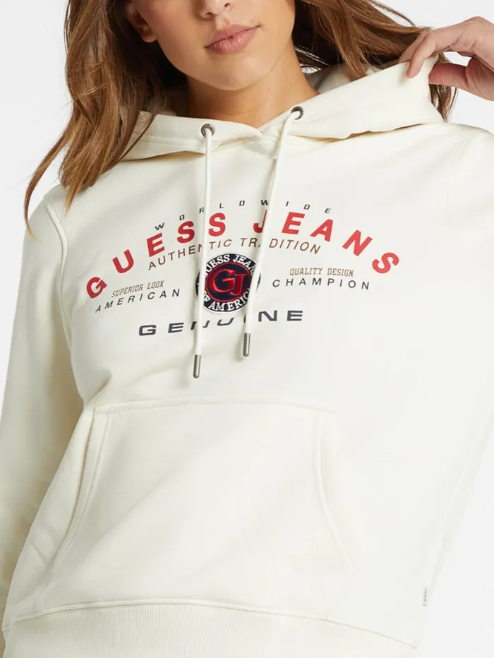 GUESS Tops Classic Genuine Logo Hoodie White 8211 Women