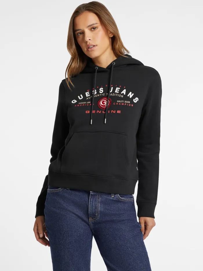 GUESS Tops Classic Genuine Logo Hoodie White 8211 Women
