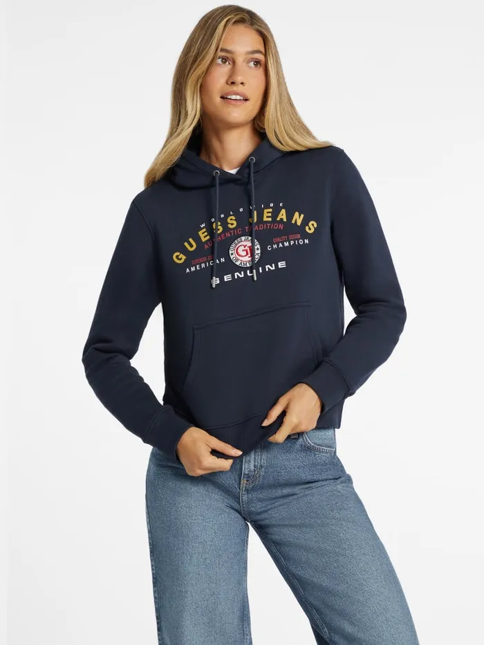 GUESS Tops Classic Genuine Logo Hoodie White 8211 Women