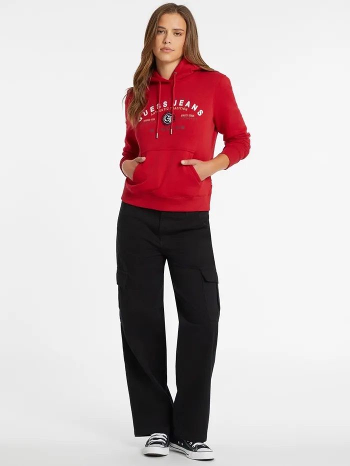 GUESS Tops Classic Genuine Logo Hoodie White 8211 Women