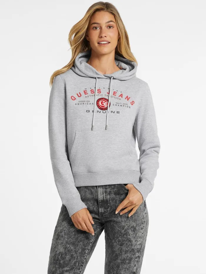 GUESS Tops Classic Genuine Logo Hoodie White 8211 Women