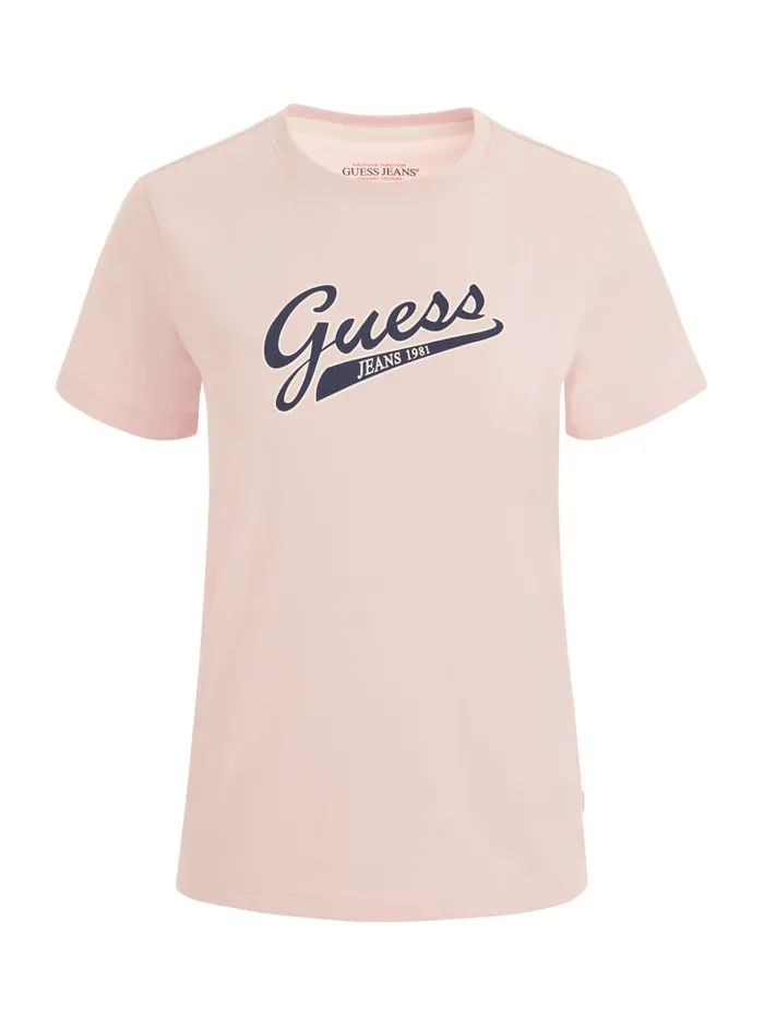 GUESS Tops Classic Script Logo Tee Pink 8211 Women