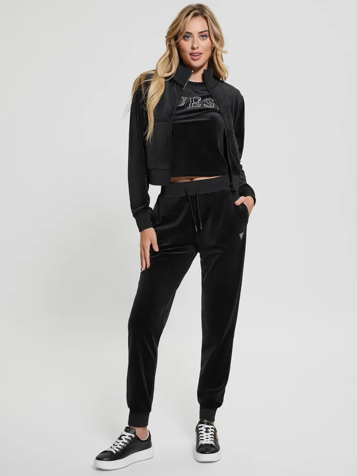 GUESS Tops Eco Couture Velvet Logo Tee Black 8211 Women