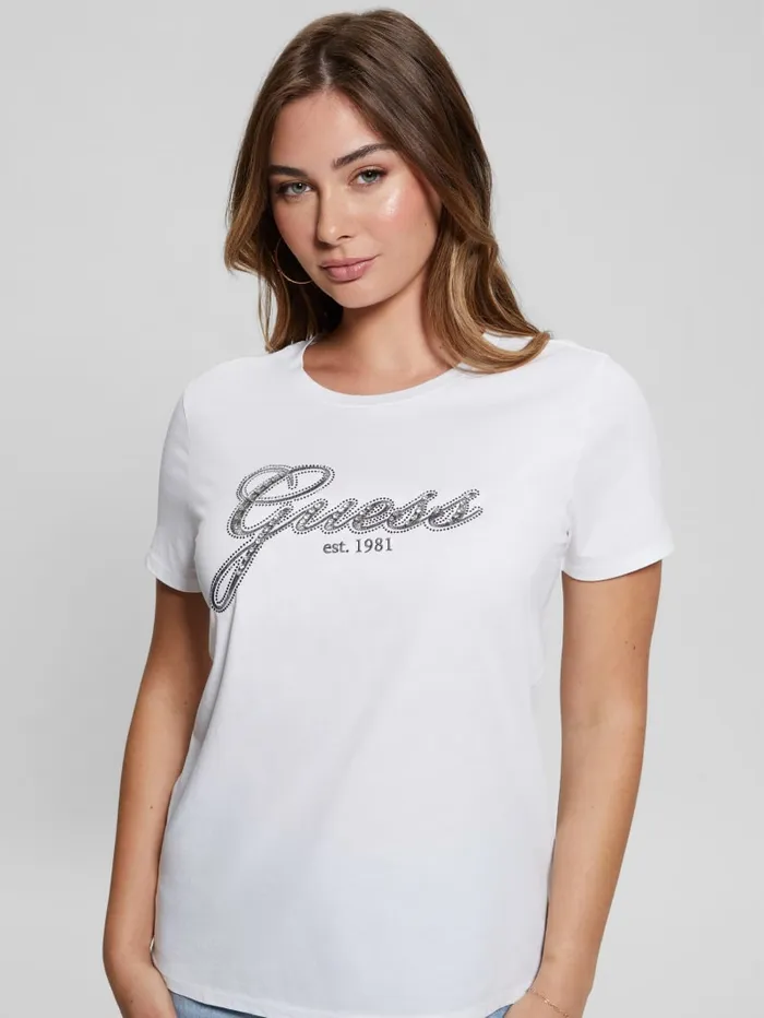 GUESS Tops Eco Glam Logo Easy Tee White 8211 Women