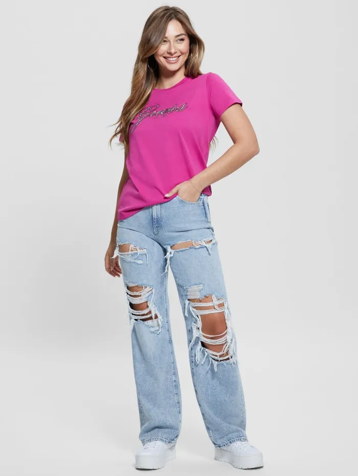 GUESS Tops Eco Glam Logo Easy Tee White 8211 Women