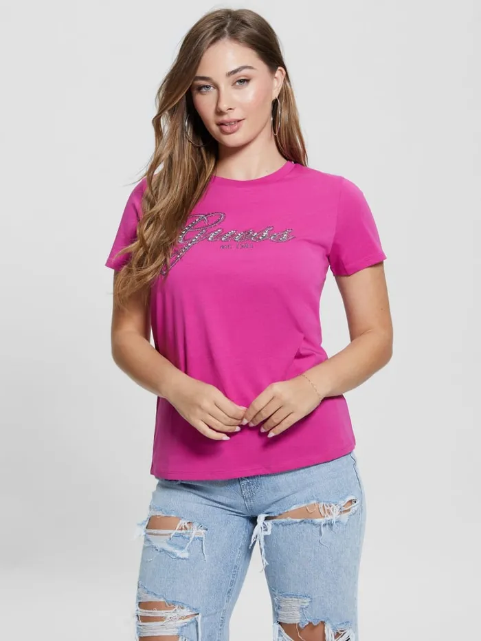 GUESS Tops Eco Glam Logo Easy Tee White 8211 Women